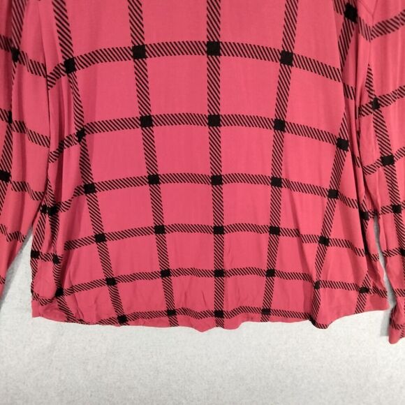 Soma Button Down Pajama Top Womens Sz XL Red Black Cool Nights Notch Long Sleeve - Picture 11 of 12